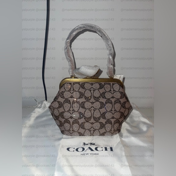 Coach Kisslock Small Frame Bag 16 In Crystal Signature Jacquard - Picture 4 of 8